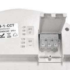 Plafón LED CCT circular - 12W/15W/18W - Potencia ajustable - Superficie o empotrado - IP54
