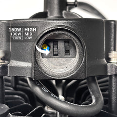 Campana LED UFO industrial - CCT - 150W - 170lm/W - Driver LIFUD - Ángulo seleccionable 110º/90º/70º - IP65