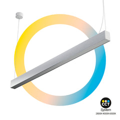 Lámpara lineal LED DOB CCT - 60W - 180cm - 120lm/W - PVC - Suspensión
