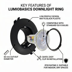 Aro downlight circular para bombilla GU10 / MR16 - Bajo UGR - Corte Ø60 mm