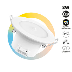 Downlight LED con sensor PIR "CLIO" - 8W - CCT - 700lm - Corte Ø85mm - IP54