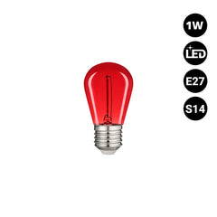 Bombilla LED Filamento - S14 E27 - 1W - Cristal de colores