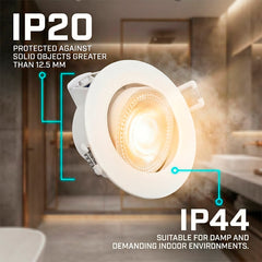 Downlight LED "Avalor" basculante - TRIAC dimmable - 5.5W - CCT - Corte Ø 70mm - IP44