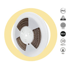 Tira LED 220V AC - Monocolor - 8W/m - 6.5mm - IP44 - 20 metros - 120ch/m