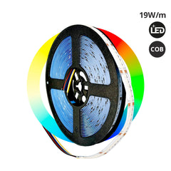 Tira LED COB 24V DC - RGB + CCT - 19W/m - 12mm - IP20 - Rollo de 10 metros