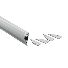 Perfil de aluminio para tira LED - Bañador de pared - Kit completo - 18x44mm - 2 metros