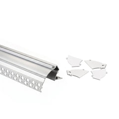 Perfil tira LED integración / trimless de esquina - Efecto bañador - 59 x 72mm - Kit completo - 2 metros