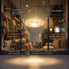 Mini Bombilla LED - MR11 GU10 - 5W - 45º