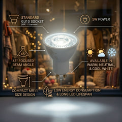 Mini Bombilla LED - MR11 GU10 - 5W - 45º