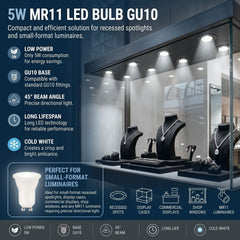 Mini Bombilla LED - MR11 GU10 - 5W - 45º