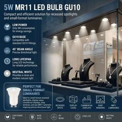 Mini Bombilla LED - MR11 GU10 - 5W - 45º