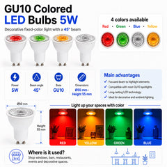 Bombilla LED de colores - GU10 - 5W - 45º