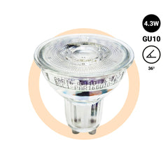 Bombilla LED GU10 4.3W cristal - 130lm/W - PAR16 - 36°