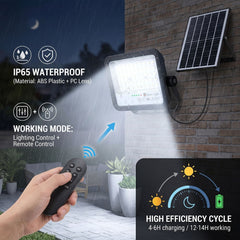 Proyector solar con panel y mando a distancia - 50W - 6500K - IP65