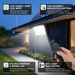 Proyector solar con panel y mando a distancia - 100W - Large - 6500K - IP65