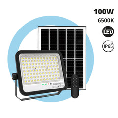 Proyector solar con panel y mando a distancia - 100W - Large - 6500K - IP65