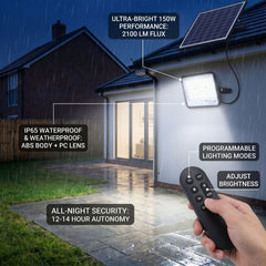 Proyector solar con panel y mando a distancia - 150W - 6500K - IP65