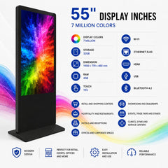 Tótem Publicitario Digital Táctil 55" Full HD - Android 9 - Cartelería Vertical para Interior