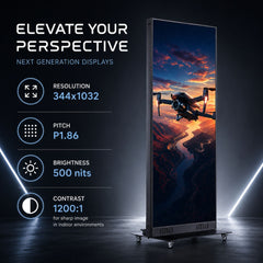 Pantalla LED tipo Póster Plegable P1.86 | 344x1032 px | Cartel Digital Interior
