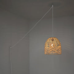 Lámpara colgante de mimbre "NORMA" - Ø35cm - Con interruptor y enchufe - E27