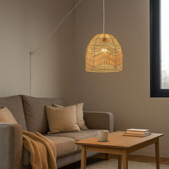 Lámpara colgante de mimbre "NORMA" - Ø35cm - Con interruptor y enchufe - E27