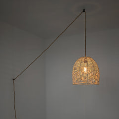 Lámpara colgante de mimbre "NORMA" - Ø35cm - Con interruptor y enchufe - E27