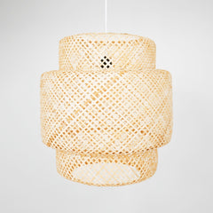 Lámpara colgante de mimbre "JENSEN" - Ø50cm - Con interruptor y enchufe - E27