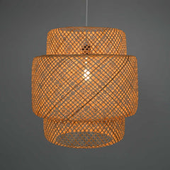 Lámpara colgante de mimbre "JENSEN" - Ø50cm - Con interruptor y enchufe - E27