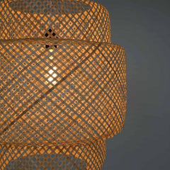 Lámpara colgante de mimbre "JENSEN" - Ø50cm - Con interruptor y enchufe - E27