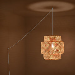 Lámpara colgante de mimbre "JENSEN" - Ø50cm - Con interruptor y enchufe - E27