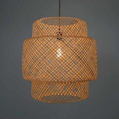 Lámpara colgante de mimbre "JENSEN" - Ø50cm - Con interruptor y enchufe - E27
