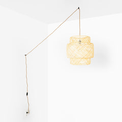 Lámpara colgante de mimbre "JENSEN" - Ø50cm - Con interruptor y enchufe - E27