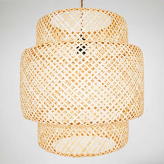 Lámpara colgante de mimbre "JENSEN" - Ø50cm - Con interruptor y enchufe - E27
