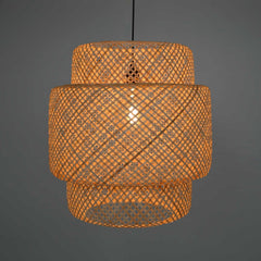 Lámpara colgante de mimbre "JENSEN" - Ø50cm - Con interruptor y enchufe - E27
