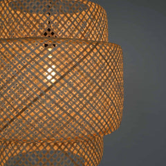 Lámpara colgante de mimbre "JENSEN" - Ø50cm - Con interruptor y enchufe - E27