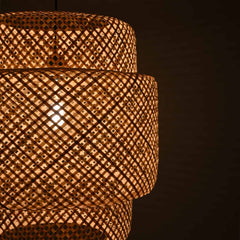 Lámpara colgante de mimbre "JENSEN" - Ø50cm - Con interruptor y enchufe - E27