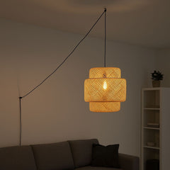 Lámpara colgante de mimbre "JENSEN" - Ø50cm - Con interruptor y enchufe - E27