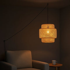Lámpara colgante de mimbre "JENSEN" - Ø50cm - Con interruptor y enchufe - E27