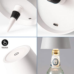 Lámpara para botellas LED CCT portátil - Táctil - Ø105 mm