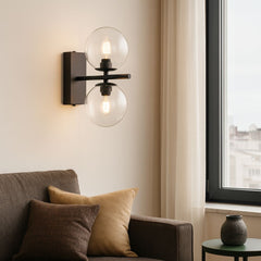 Aplique de pared con doble esfera de cristal "CANTHA" - 2 x G9