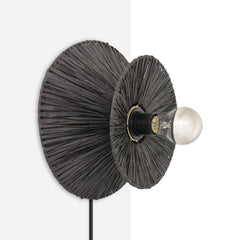 Aplique de pared de fibra natural Rafia "HALLIE" - E27 - Interruptor y enchufe