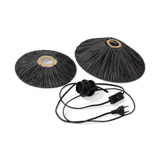 Aplique de pared de fibra natural Rafia "HALLIE" - E27 - Interruptor y enchufe