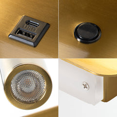 Aplique de pared para lectura "SLANGE 2" - 3W + 6W - Puerto USB + USB-C