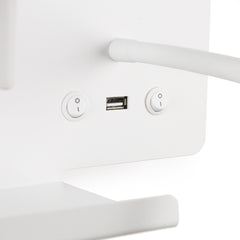 Aplique de pared para lectura "TARAN" - Con foco LED orientable y puerto USB - E27 + 3W