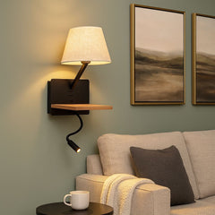 Aplique de pared para lectura "Artin USB + USBC" - Con foco LED orientable y puerto USB + USBC - E27 + 3W