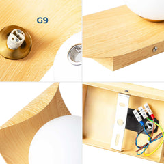 Aplique de pared "NARA" - Efecto madera - G9