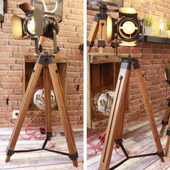 Lámpara de pie vintage con trípode "CINEMA" 139cm
