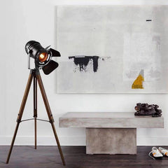 Lámpara de pie vintage con trípode "CINEMA" 139cm