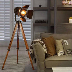 Lámpara de pie vintage con trípode "CINEMA" 139cm