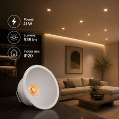 Foco LED empotrable 11W "KOPPA"- Óptica 24º - Corte Ø 100mm - Bajo UGR